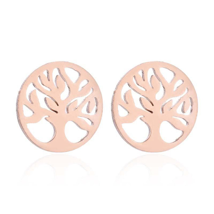 Rose Gold Tree of Life Symbol Earrings