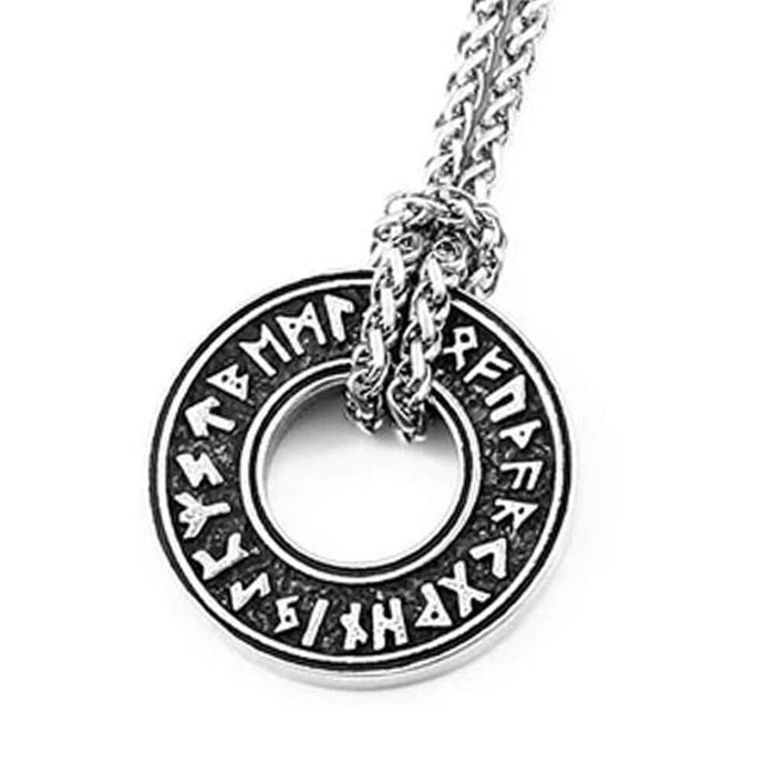 Round Celtic Viking Runes Pendant Necklace – Stainless Steel