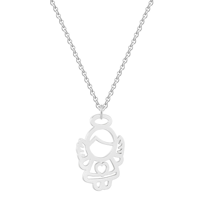 Silver Cherub Pendant Necklace