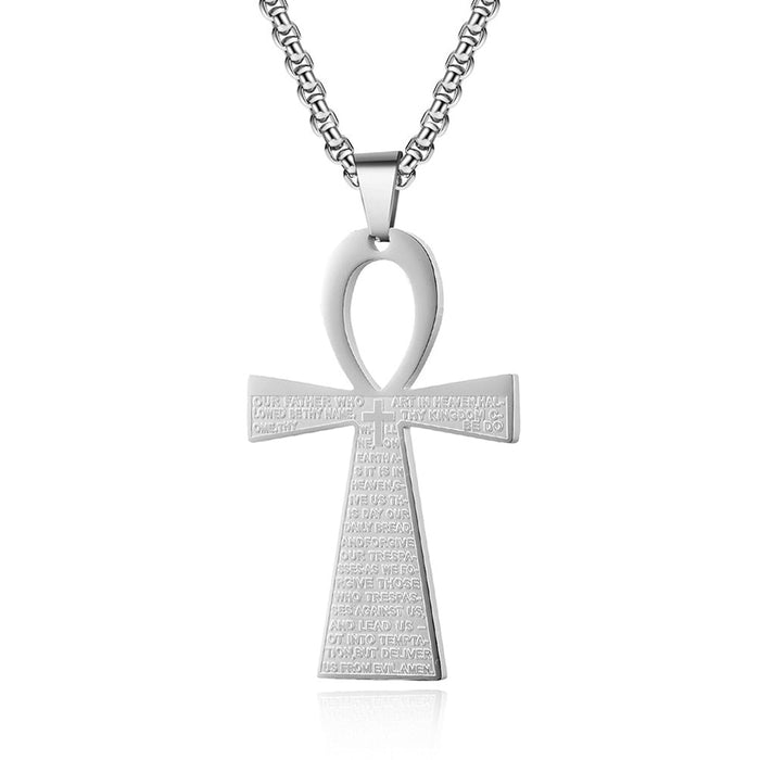 Silver Ankh Cross of Life Pendant Necklace