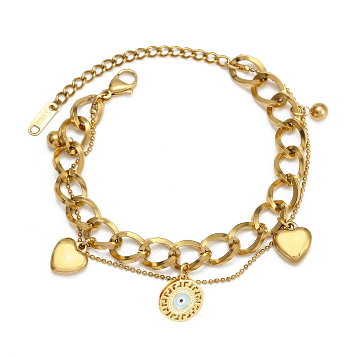 Gold Chain Greek Evil Eye Bracelet