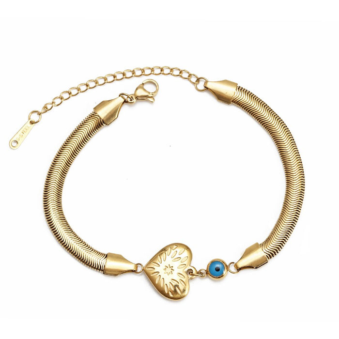 Gold Heart Greek Evil Eye Bracelet