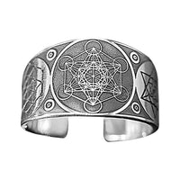 Silver Archangel Metatron's Cube Adjustable Ring