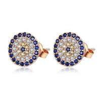 Rose Gold Crystal Greek Evil Eye Earrings