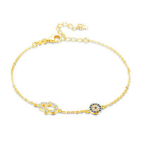 Gold Hand of Fatima Greek Evil Eye Bracelet