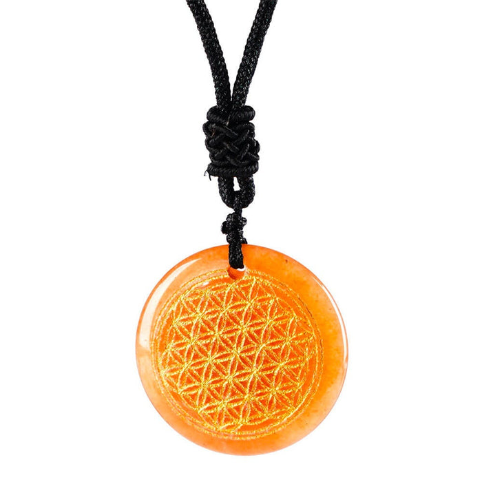 Red Aventurine Flower of Life Pendant Necklace