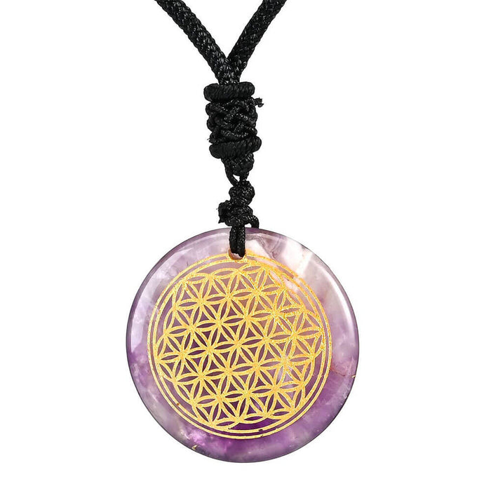 Amethyst Flower of Life Pendant Necklace