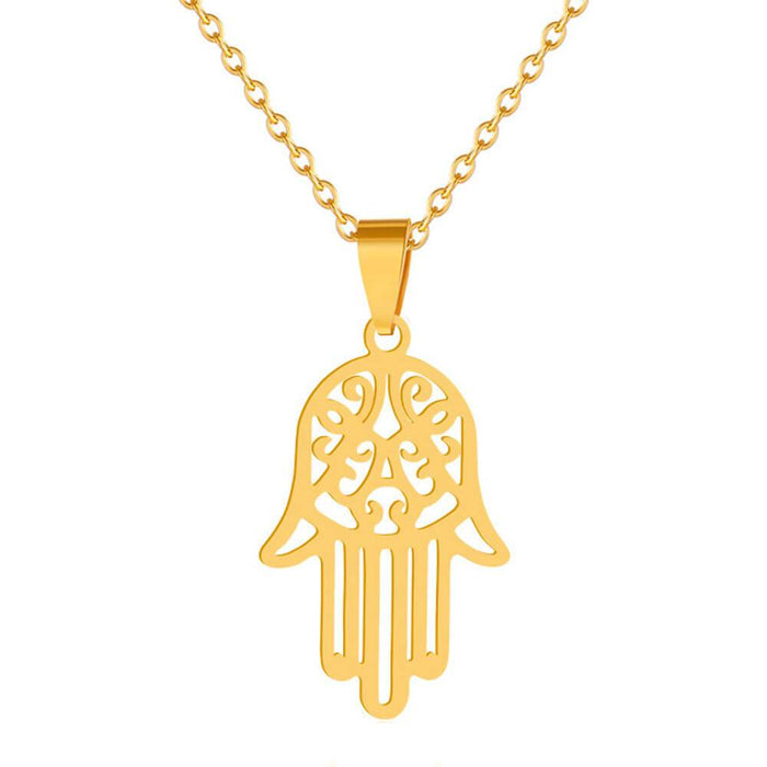 Gold Hand of Fatima Pendant Necklace