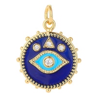 Gold Greek Evil Eye Blue Pendant