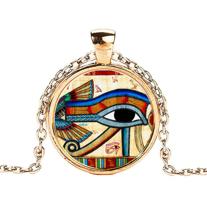 Gold Udjat Amulet Eye of Horus Pendant Necklace