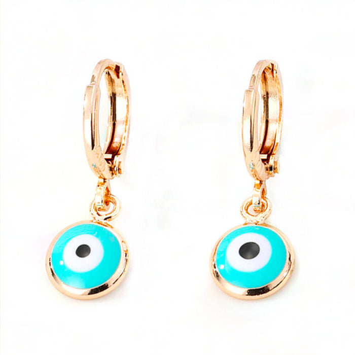 Gold Light Greek Evil Eye Earrings