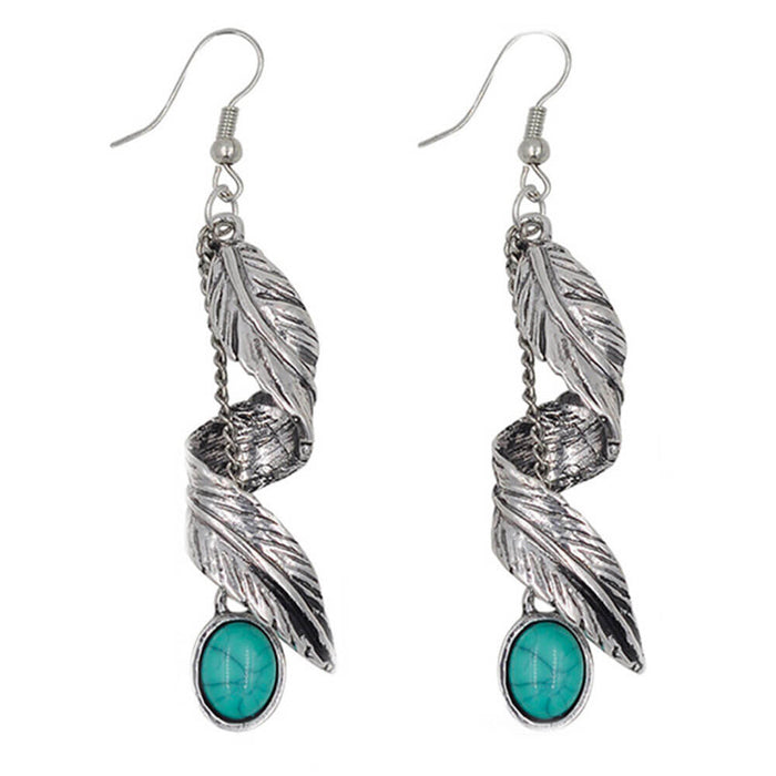 Silver Leaf Turquoise Earrings