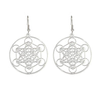 Silver Metatron's Cube Large Earrings