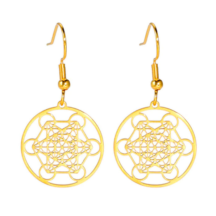 Gold Metatron's Cube Small Earrings