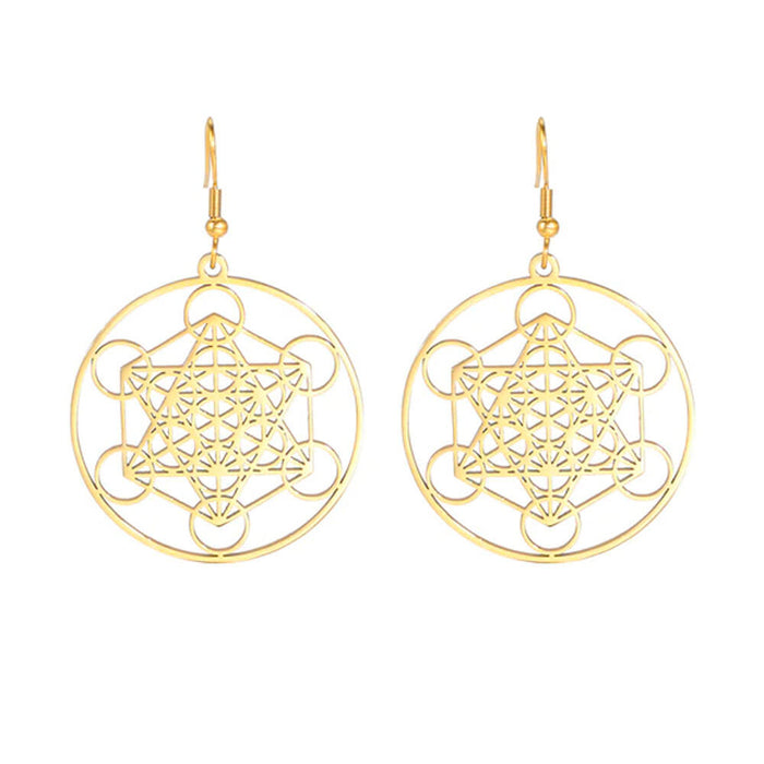 Gold Metatron's Cube Large Earrings