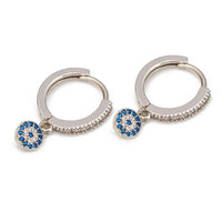Silver Blue Evil Eye Earrings