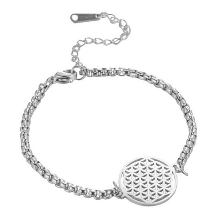 Silver Flower of Life Bracelet – Stainless Steel