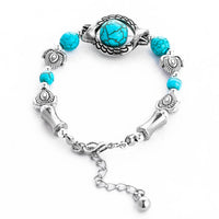 Silver Beaded Turquoise Stone Bracelet – Stainless Steel