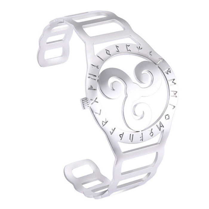 Silver Breton Celtic Triskele Viking Runes Bracelet – Stainless Steel