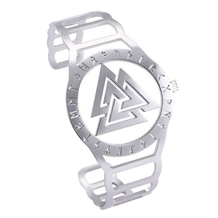 Silver Viking Valknut Celtic Runes Bracelet – Stainless Steel