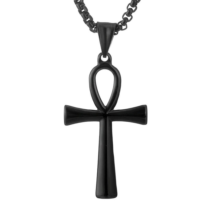 Black Ankh Cross Pendant Necklace