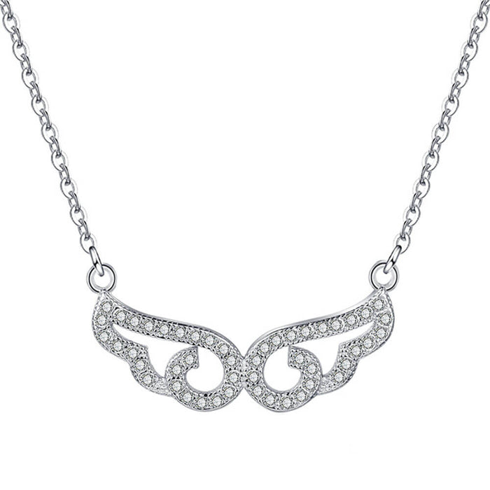 Crystal Guardian Angel Wings Pendant Necklace