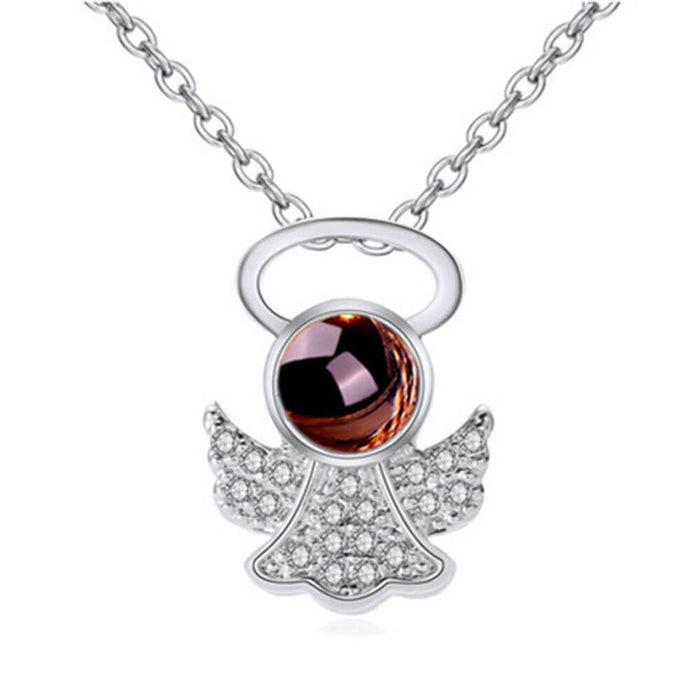 Silver Halo Cherub Pendant Necklace