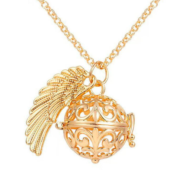 Gold Pregnancy Bola Angel Pendant Necklace