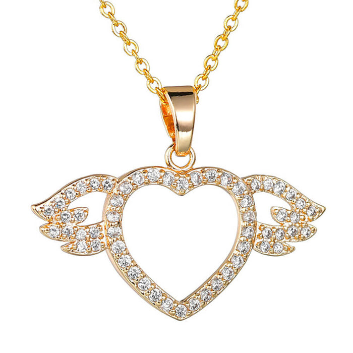 Gold Love Angel Wings Pendant Necklace