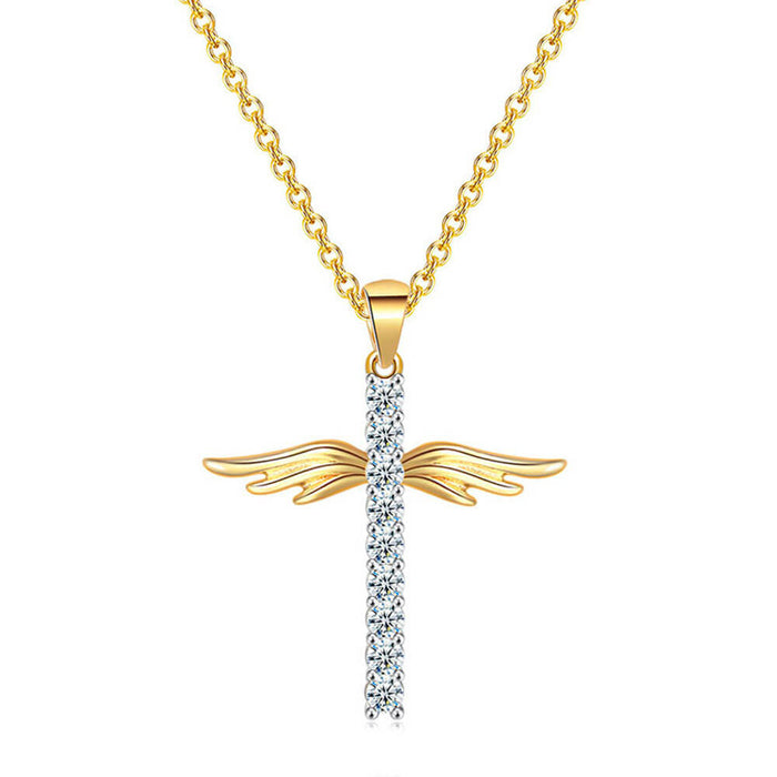 Cross Angel Wings Pendant Necklace