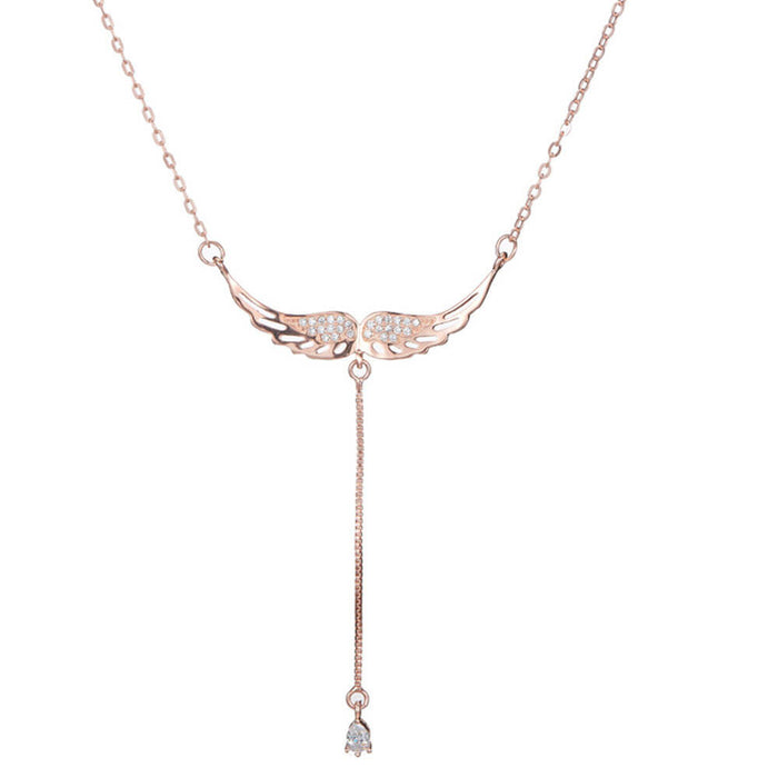 Rose Gold Women's Angel Wings Pendant Necklace
