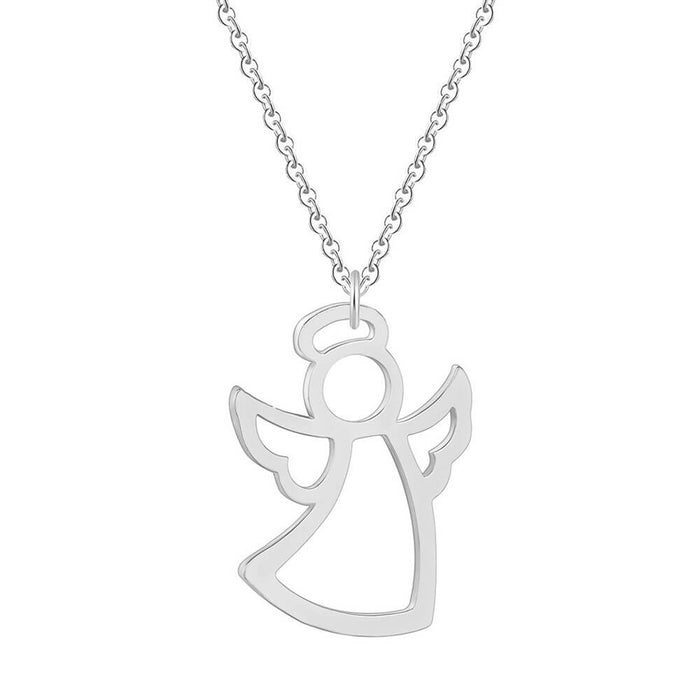 Silver Guardian Angel Pendant Necklace