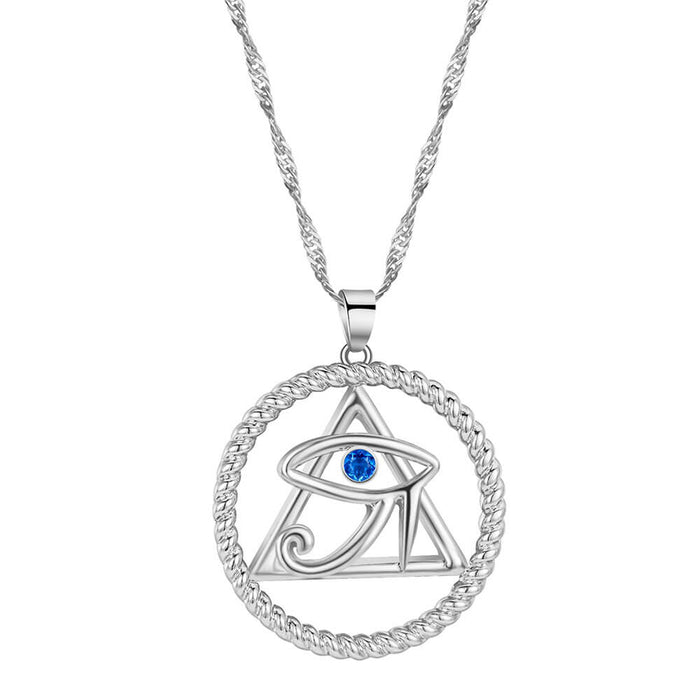 Silver Circle Eye of Horus Pendant Necklace