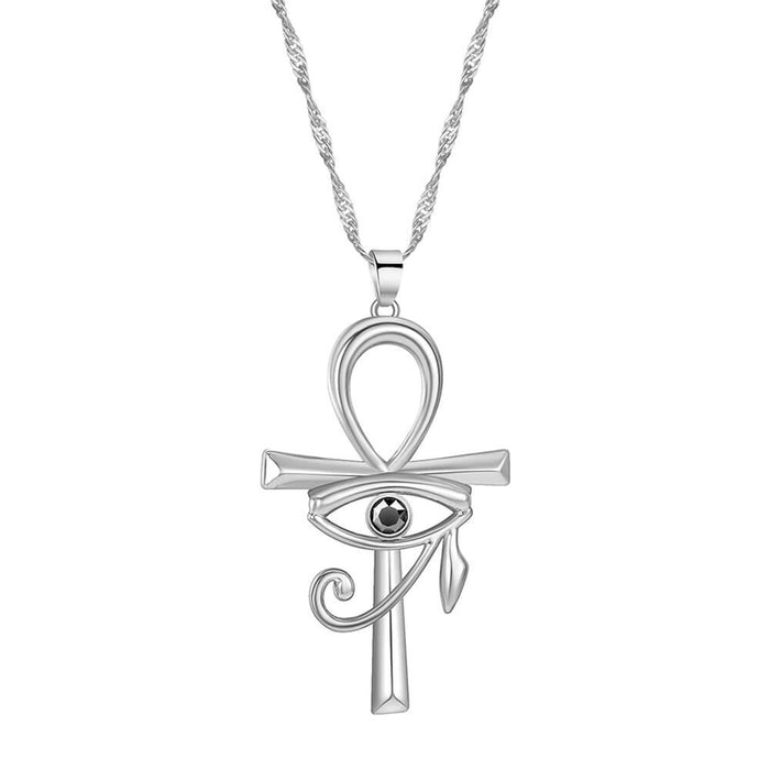 Silver Eye of Horus Ankh Pendant Necklace
