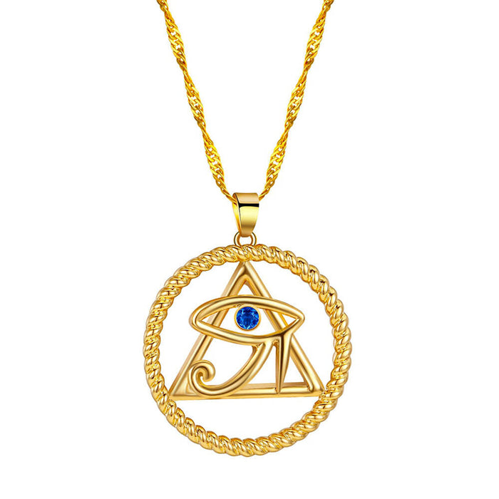 Gold Circle Eye of Horus Pendant Necklace