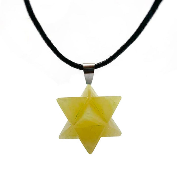 Yellow Jade Merkaba Pendant Necklace