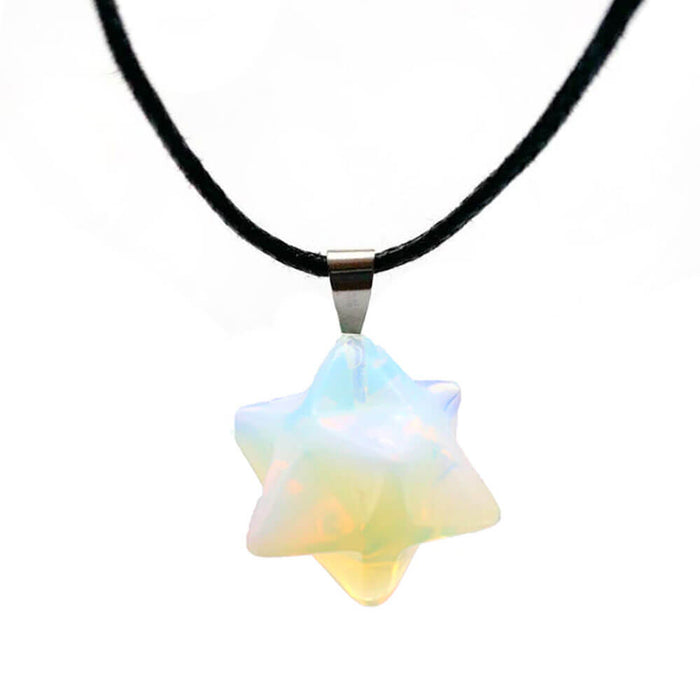 White Opal Merkaba Pendant Necklace