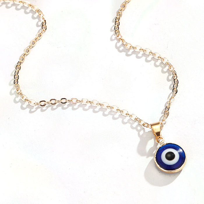 Dark Blue Evil Eye Pendant Necklace