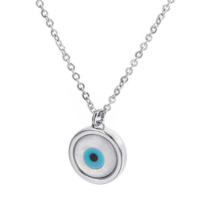 Silver Turkish Evil Eye Amulet Pendant Necklace