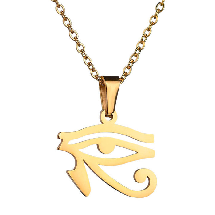 Gold Egyptian Udjat Eye of Horus Pendant Necklace