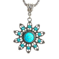 Sun Crystal Turquoise Pendant Necklace