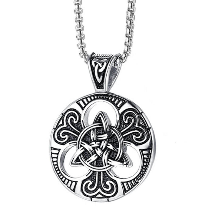 Silver Black Triquetra Pendant Necklace