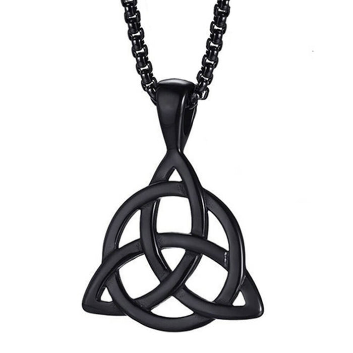Black Celtic Triquetra Pendant Necklace – Stainless Steel