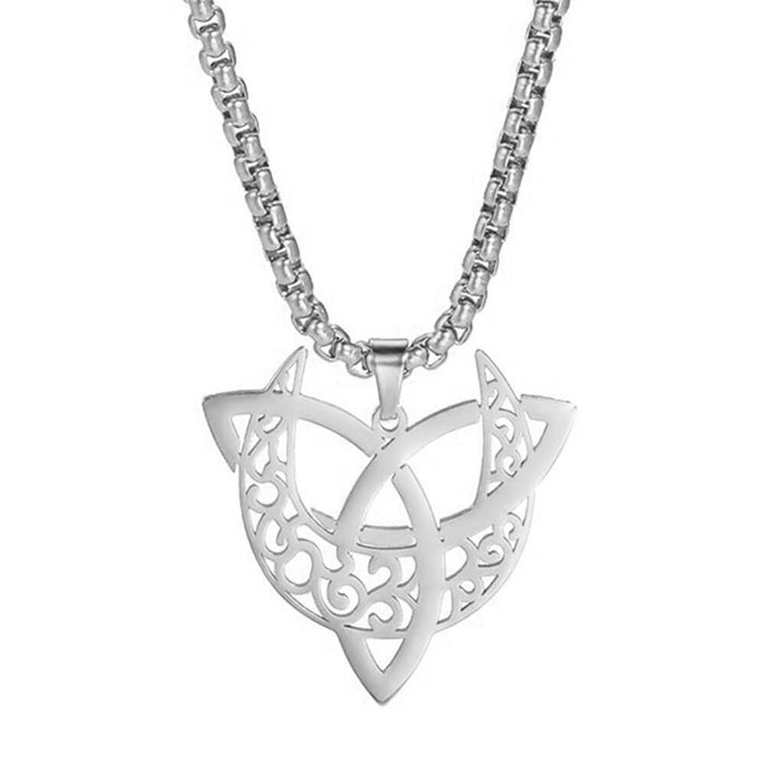 Silver Moon Triquetra Pendant Necklace – Stainless Steel