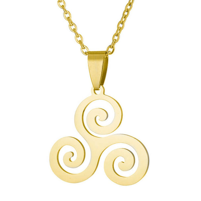 Gold Celtic Triskele Pendant Necklace – Stainless Steel
