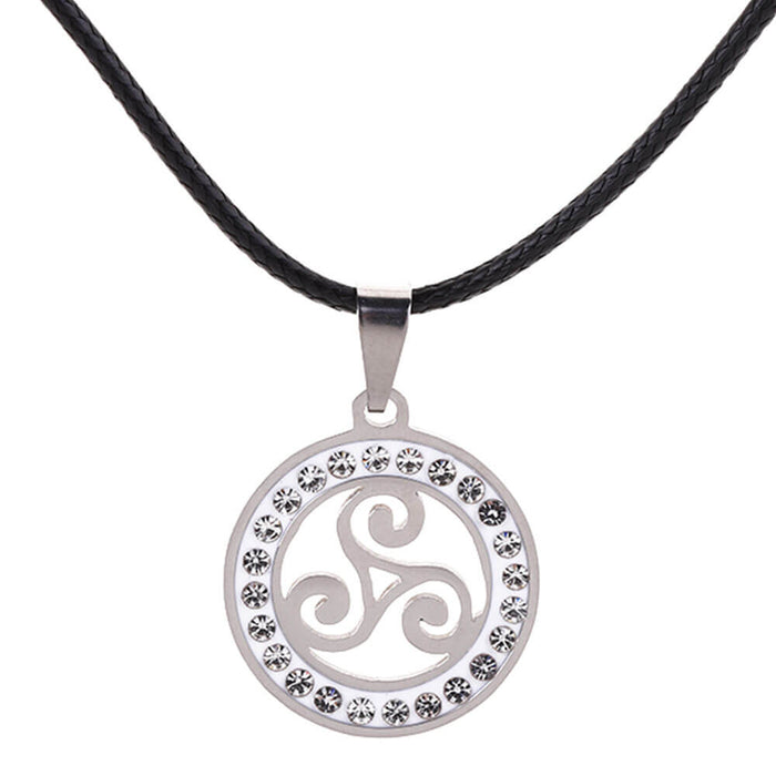 Silver Crystal Celtic Triskele Pendant Necklace