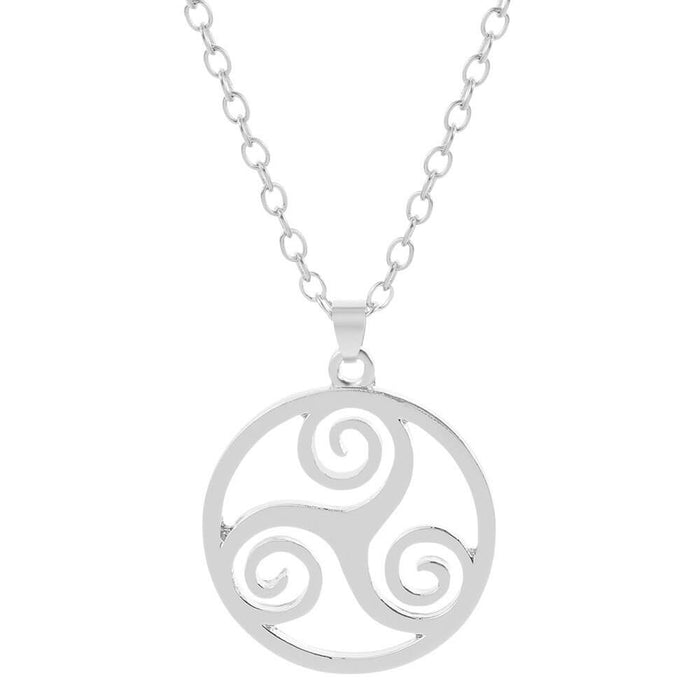 Silver Breton Celtic Triskele Pendant Necklace – Stainless Steel
