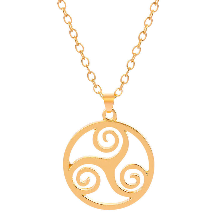 Gold Breton Celtic Triskele Pendant Necklace – Stainless Steel