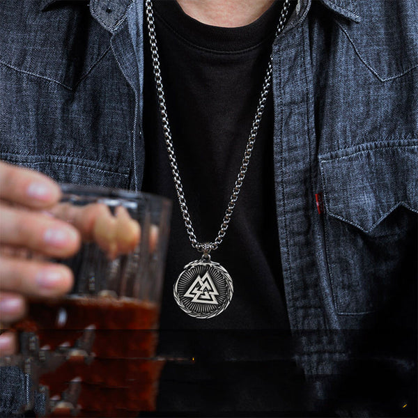 Vegvisir Compass Viking Valknut Pendant Necklace – view 3