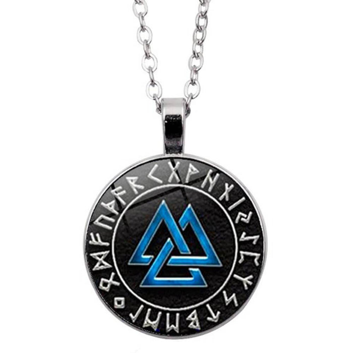 Blue Viking Valknut Pendant Necklace